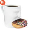 Hi Face Ceramic Mug with Biscuit Pocket Holder Coffee and Cookie Mug Coffee Cup Tea Milk Cup