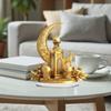 Acrylic Moon Castle Ornament 2D Flat Golden Crescent Moon Mosque Table Sign Holiday Party Home Office Living Room Bedroom Desktop Decoration