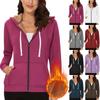 Lined Jacket Women Flannel Winter Warm Fleece Zip Up Hooded With Side Pockets Fall Outfits For Women