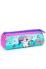 coral high Kids Turquoise Pink Ice Cream Cat Patterned Three Compartment Pencil Bag 22051