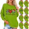 Women's Fashionable Round Neck Long Sleeved Christmas Printed Loose Plush Warm Pullover Top