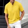 Мужская рубашка-henley с воротником-стойкой, коротким рукавом и нагрудным карманом