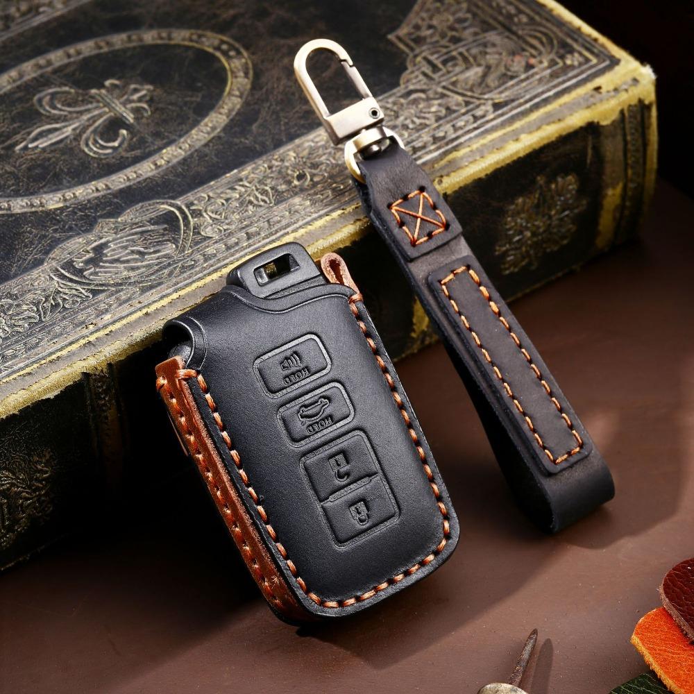 Genuine Crazy Horse Leather Key Cover for TOYOTA North America Models Car Key Protector