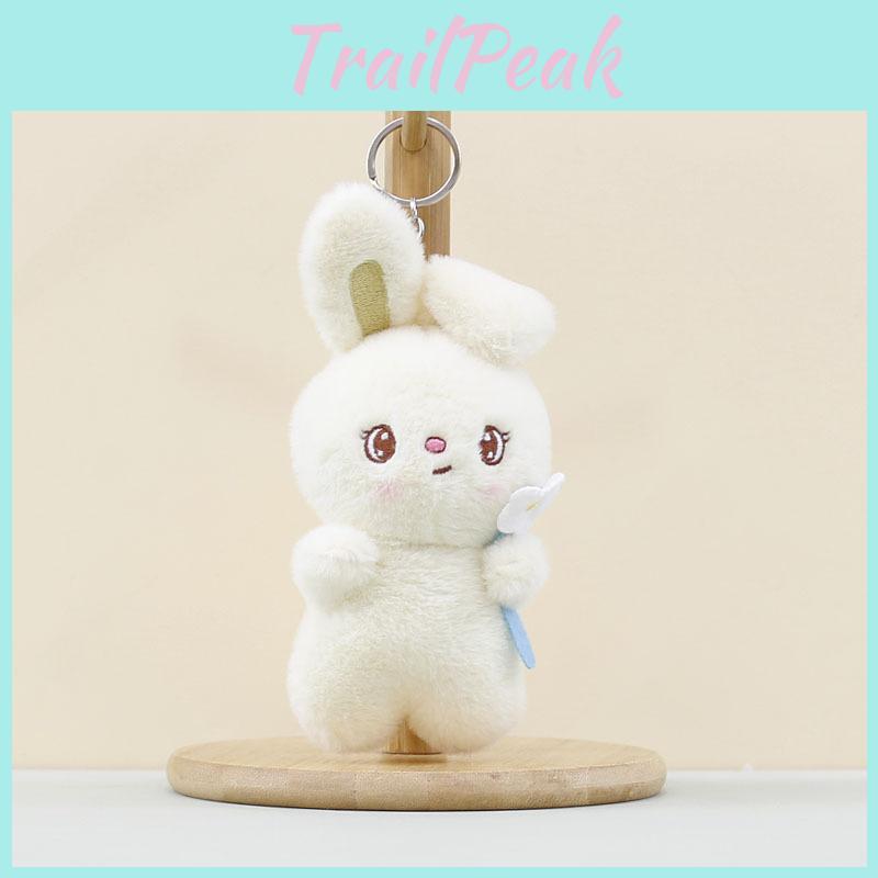 Плюшевый кулон в виде кролика, мультяшный кролик с цветком, подвеска для сумки, брелок для ключей, украшение