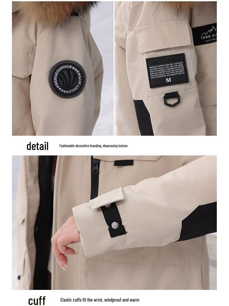 2025 Winter Goose Down Jacket: Black Long Coat with Fur Collar for Men & Women