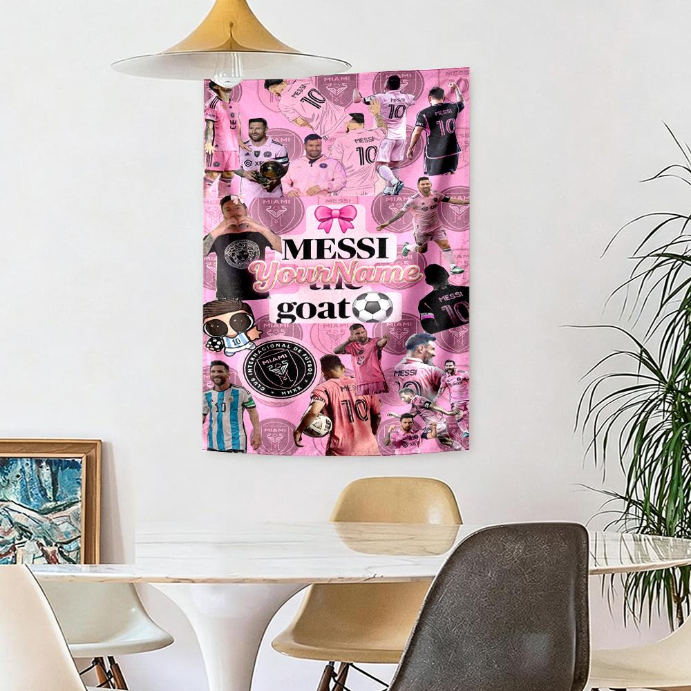 Messi Custom Your Name Wall Decor Tapestry Art For Pet Memorial Birthdaywedding Party Backdrop Family Gift