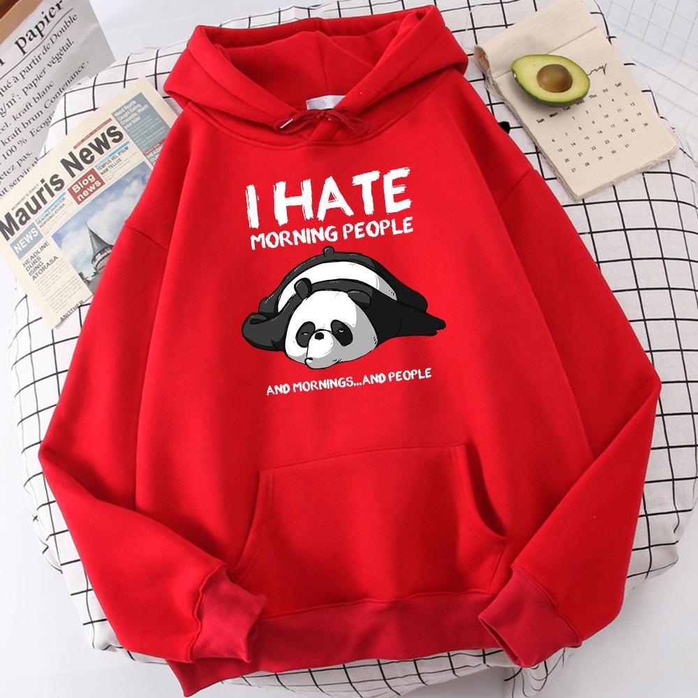 Ленивая панда, я ненавижу утренних людей, толстовка с принтом, женская повседневная модная толстовка с капюшоном, осенняя мягкая толстовка в стиле Харадзюку, теплая спортивная одежда для мужчин