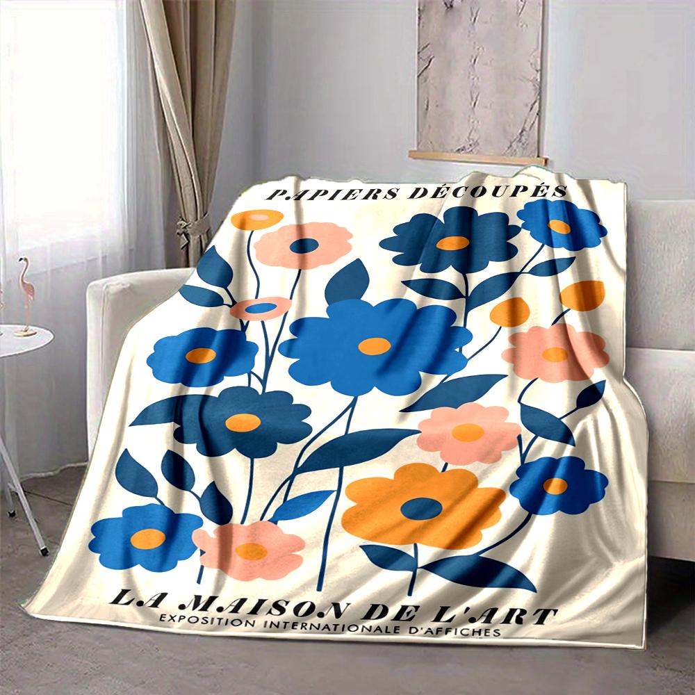 1Pc Floral Art Exhibition Poster Blanket Soft And Comfortable Casual Warm Camping Travel Christmas Halloween Xmas Gift M924224