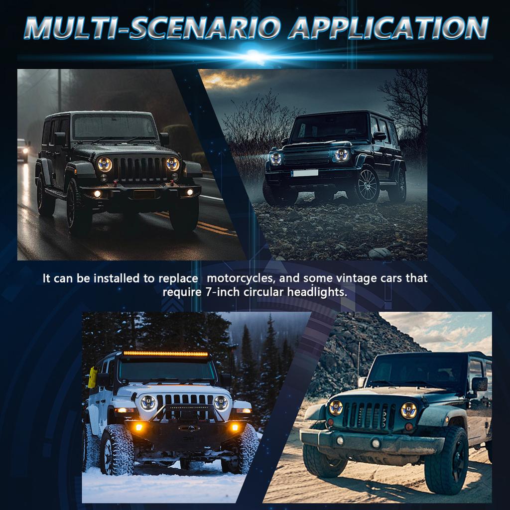 7-дюймовые светодиодные фары, водонепроницаемые круглые фары с дальним и ближним светом, замена указателя поворота DRL