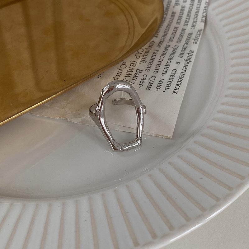 VENTFILLE 925 Sterling Silver Geometric Skeleton Irregular Ring For Women Gift Elliptical Hexagon Trendy Jewelry Dropshipping