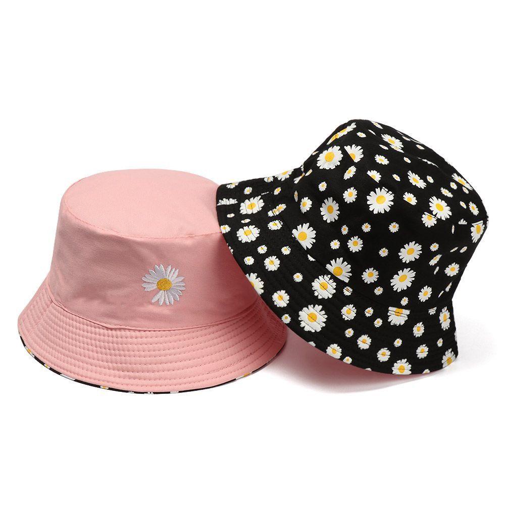 Spring Summer Portable Daisies Foldable Bucket Hat Sun Hat Beach Cap Fisherman Cap