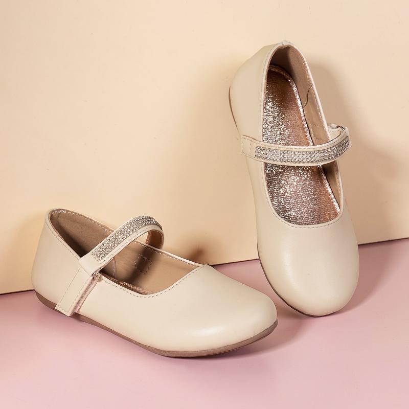 Детская кожаная обувь Shine Elegant для девочек, неглубокие мокасины Chic Princess 2024, детская мода, круглый носок, нескользящие балетки Britain Wind