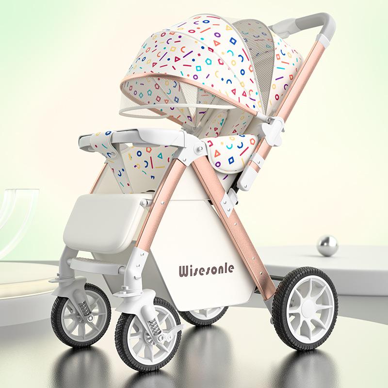 Elevated Baby Stroller: Reclining, Lightweight, Foldable, Two-Way Shock Absorption for Newborns