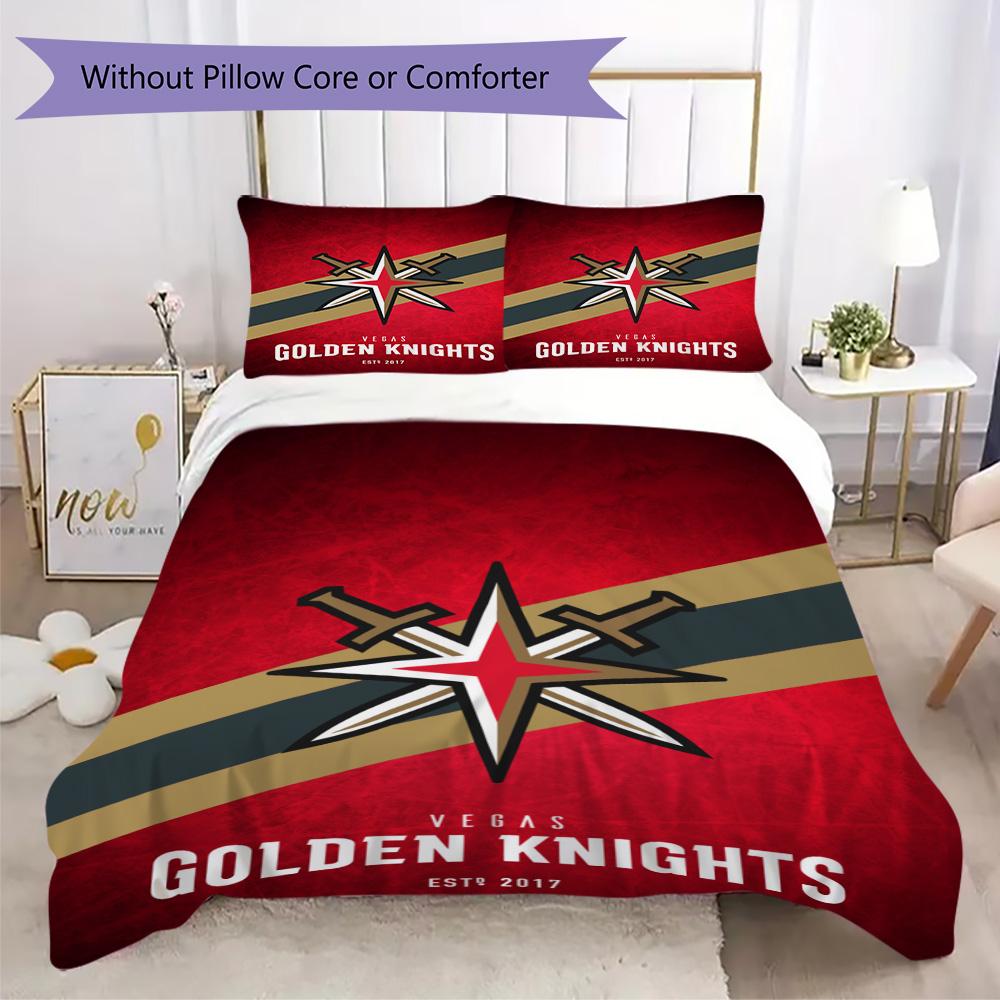 Vegas Golden Knights Print Pattern Bedding,Quilt Set Quilt Cover Pillowcase Home Birthday Gift (1*duvet cover+2*pillowcase,without core)ZSJT0917387