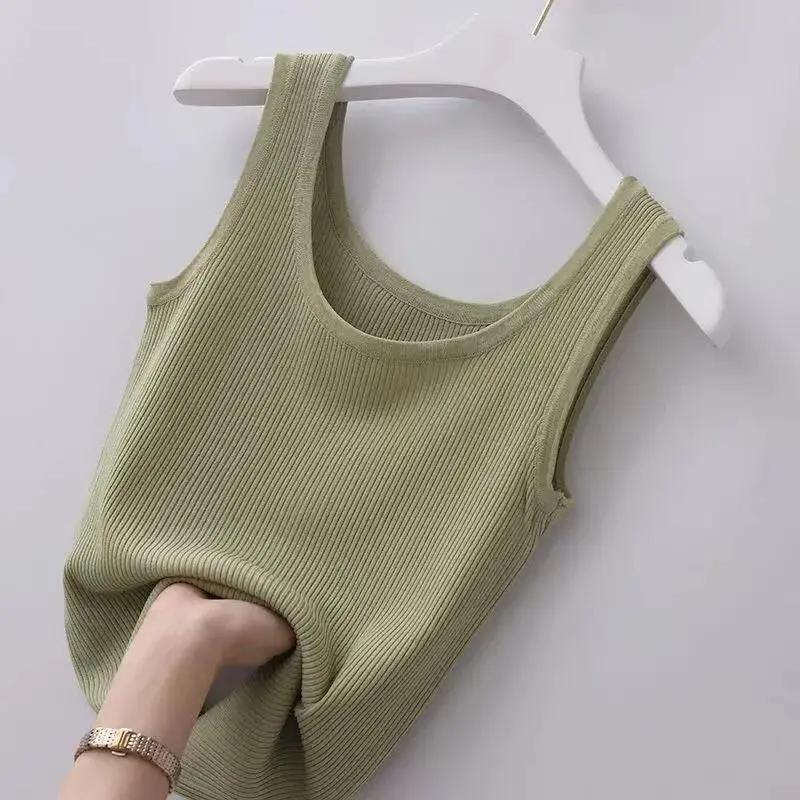 Threaded Camisole Women's Plus Size Solid Color Slim Outer Wear Sleeveless Bottoming Sweater Vest