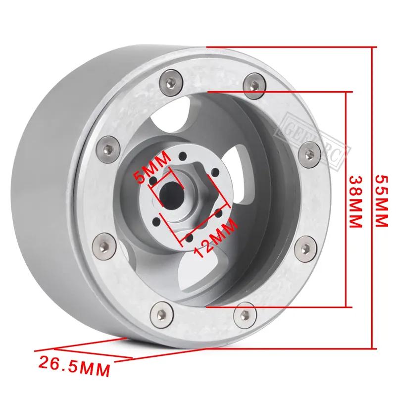 4PCS Metal Retro 5 Spokes 1.9" Beadlock Wheels Rim 55x26mm for 1/10 RC Crawler TRX4 SCX10 Capra RR10 Wraith Redcat GRN8