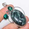 Natural Nephrite, Diopside 925 Sterling Silver Jewelry Pendant 2.68" H4D33