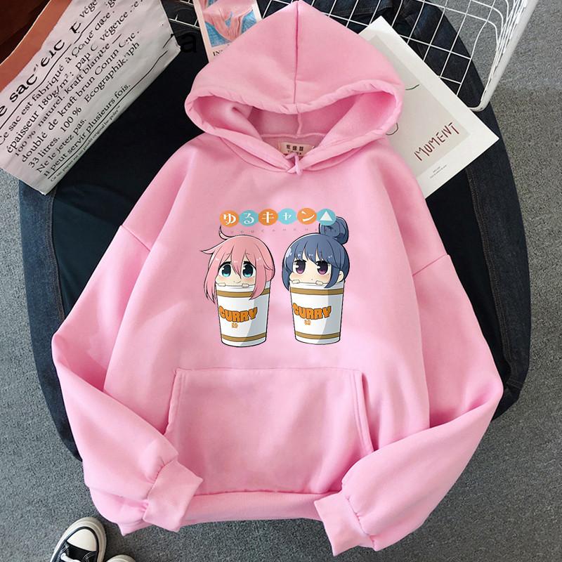 Толстовка с капюшоном в стиле аниме Yuru Laid Back Camp Harajuku Manga Kawaii Rin Shima и Nadeshiko Kagamihara, зимние мужские толстовки, топы