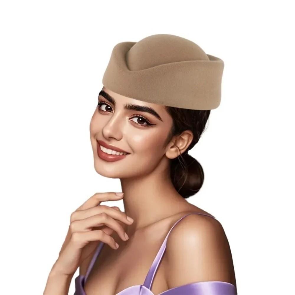 Формальная шляпа стюардессы Однотонный фетровый берет Модная шляпа бортпроводника Женские головные уборы