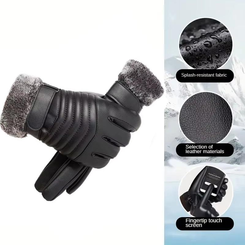 Зимние велосипедные перчатки для мужчин, уличные водонепроницаемые перчатки с сенсорным экраном, мотоциклетные перчатки с полными пальцами, кожаные теплые перчатки для электровелосипеда