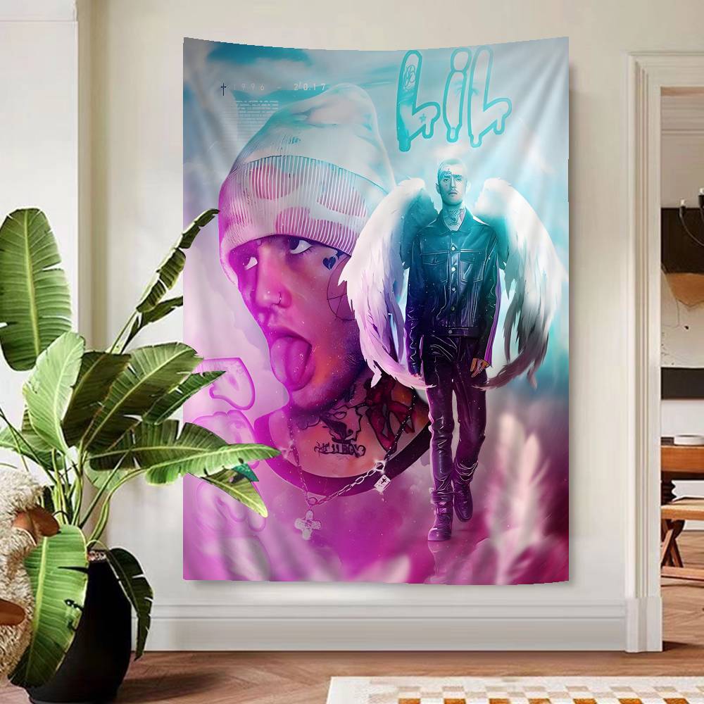 Хип-хоп рэпер Lil Peep Напечатанный Большой настенный гобелен Искусство Научная фантастика Комната Домашний декор Декор Покрывало