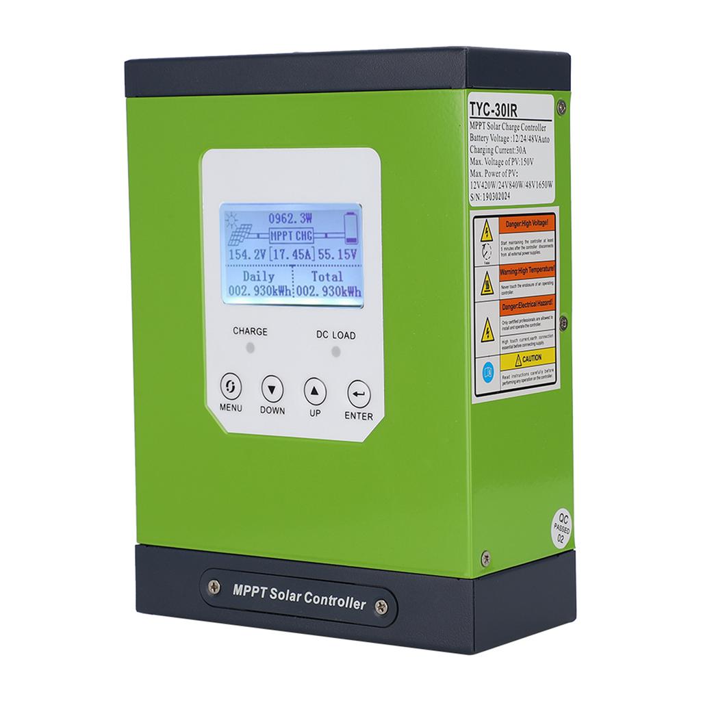 Контроллер заряда солнечной батареи MPPT с ЖК-дисплеем и датчиком температуры 12 В 24 В 48 В, автоматический, 30 А