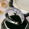 Delicate Purple Zircon Rings for Women Silver Color Engagement Ring Wedding Jewelry