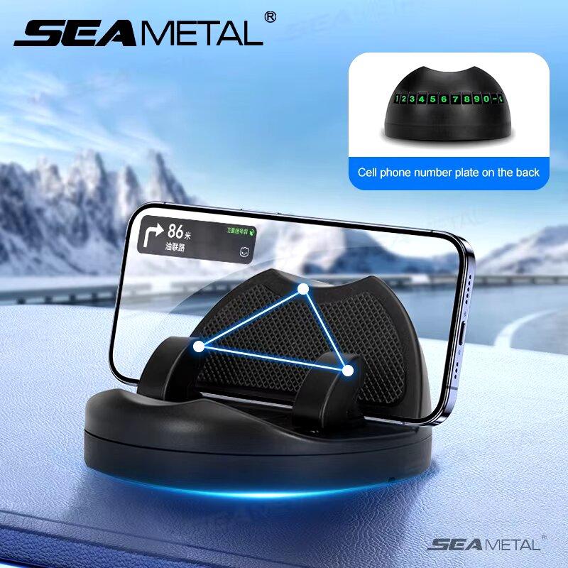 SEAMETAL Dashboard Car Phone Holder 360-Degree Rotation Head-Up Phone Mount Stable Universal Auto Phone Stand with Number Plate