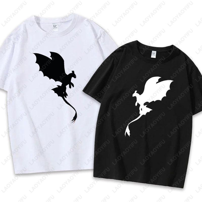 Toothless Light Fury Shirt How To Train Your Dragon for Men Women TShirt Movie Couple Matching Cotton Simple Tee for Unisex Gift