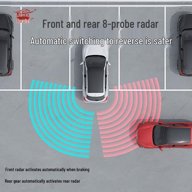 Светодиодный радар заднего хода Boruisi Crescent со звуковым сигналом и 8 датчиками