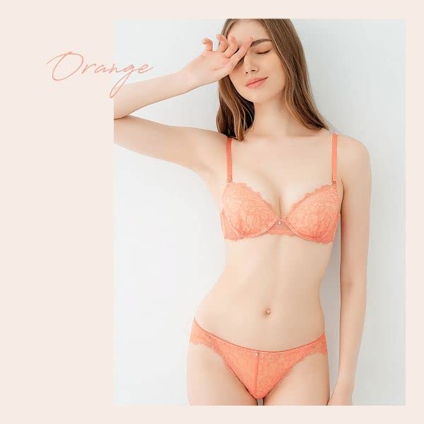 Cher Mon Cher Pigeon La La Chante Flower Bra and Shorts Set BCDEF All Lace Back Lace [Mon Pigeon] (OR-Orange, B70-M)