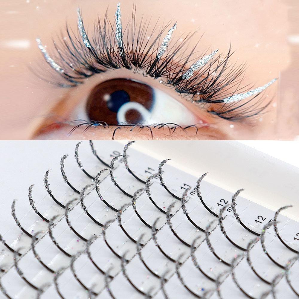 Glitter Shiny Eyelash Extension with Diamond Individual Lashes Fashion False Eyelashes  Women
