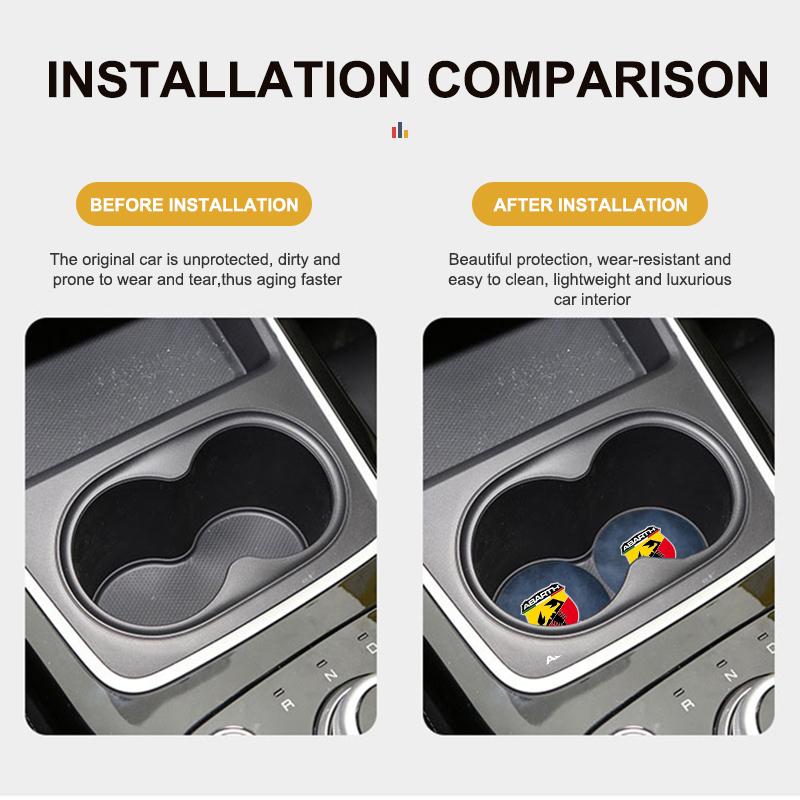 2pcs Suede Car Coaster Water Cup Drink Holder Anti-Slip Pad For Abarth FIAT 500 Ducato Stilo Palio UNO Astra Bravo Tipo V9
