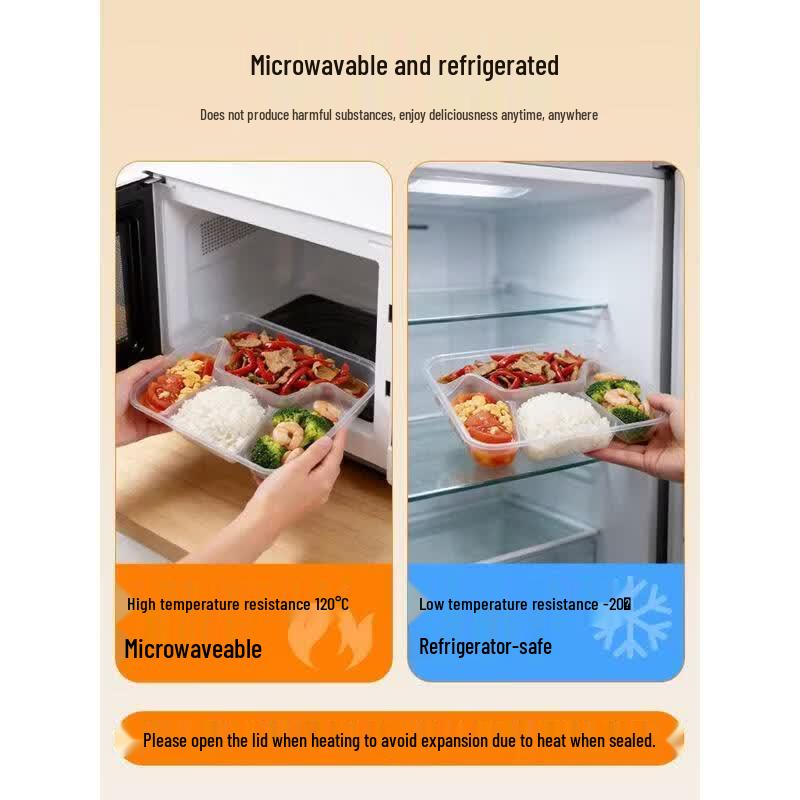 HANDUNYOU Disposable 3-Compartment Food Containers