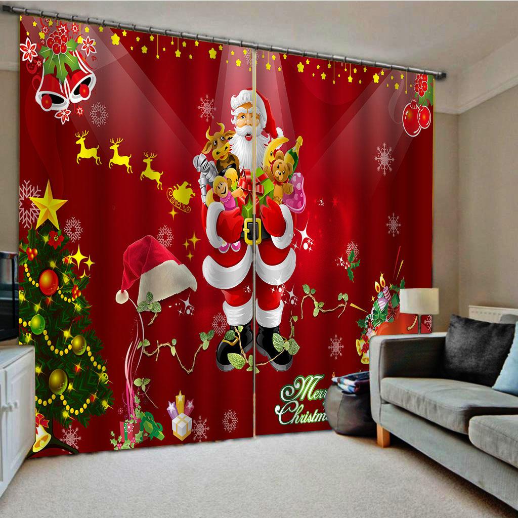Рождественские безделушки Шторы Праздничный декор Оконные шторы 2 панели Веселого Рождества Гостиная Спальня Домашний декор