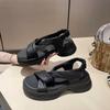 Soft Leather Sandals Women's 2025 Summer New Muffin Platform Small Beach Shoes High Sense Roman Shoes