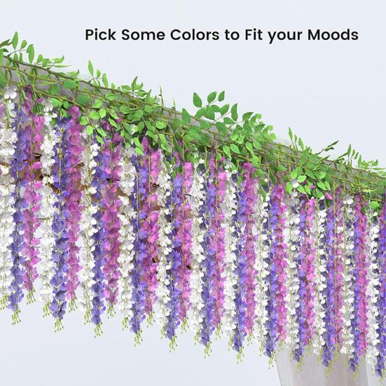 Yousheng Имитация цветов глицинии Искусственное плакучее растение с цветами Искусственное цветение глицинии Лоза для гирлянды Свадебная арка Декор стены