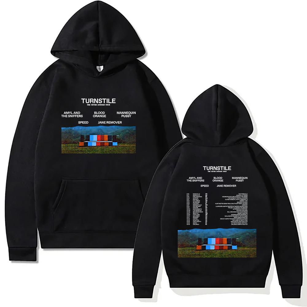 Толстовки Turnstile Band Turnstile The Never Enough Tour 2025 Свитшот Унисекс Хип-хоп Рок Уличные Пуловеры Двусторонние Уличная одежда