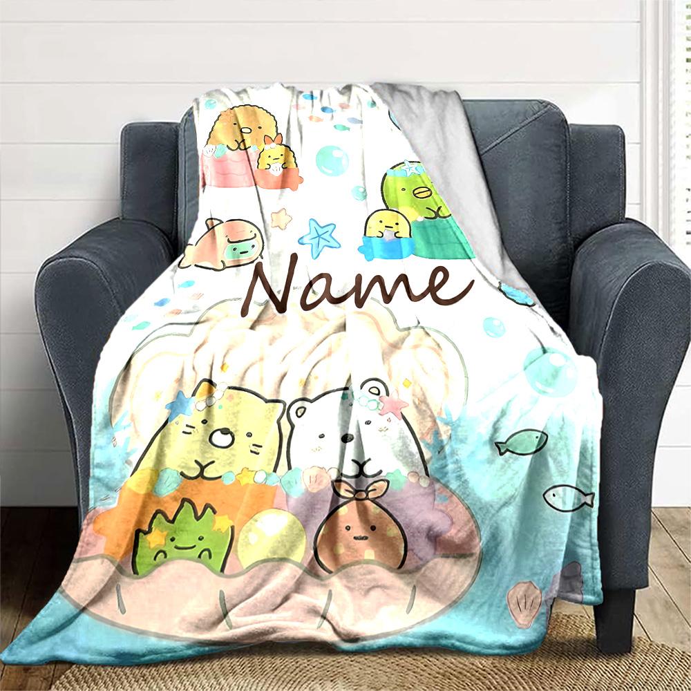Customiz Name Personality Sumikko Gurashi Blanket Soft &Warm Sofa Office Bed Travel Lunch Break Blanket, Gift Suitable All Seasons