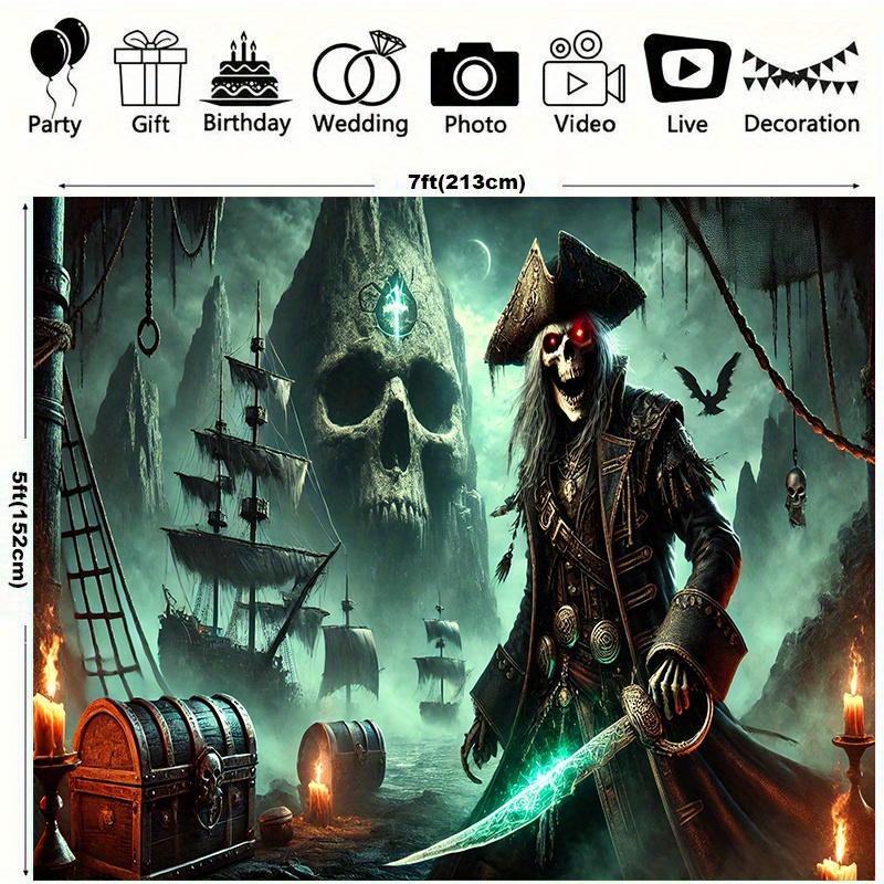 Pirate leader on Skull Island polyester background banner holiday decoration room garden photo studio props