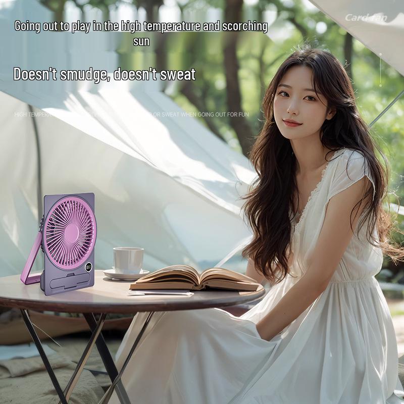 Portable USB Desktop Fan: Handheld, Five-Speed, Silent, Digital Display for Dorm & Outdoor Use