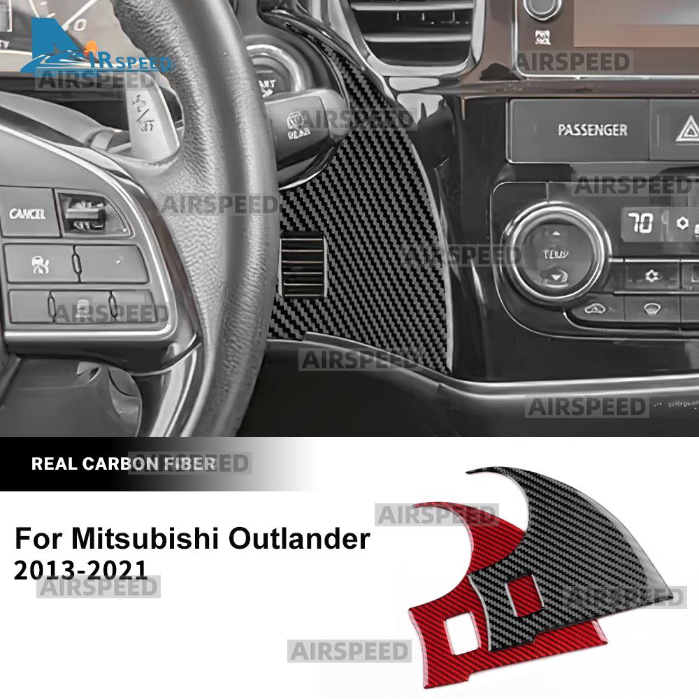 Real Soft Carbon Fiber Sticker For Mitsubishi Outlander 2017 2018 2019 2020 2021 LHD RHD Central Air Outlet Frame Panel Trim