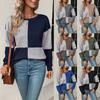 Casual Comfort and Versatility Autumn Women's Long-sleeved Myriad Colorblocking Round Neck Sweater Women