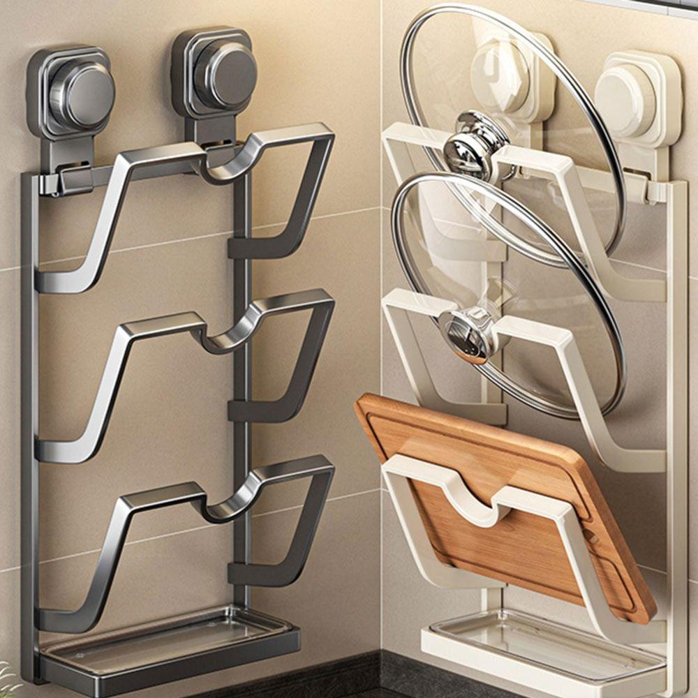 Многослойный держатель крышек для кастрюль на присосках, не требующий сверления, держатель для хранения крышек сковородок для кухни