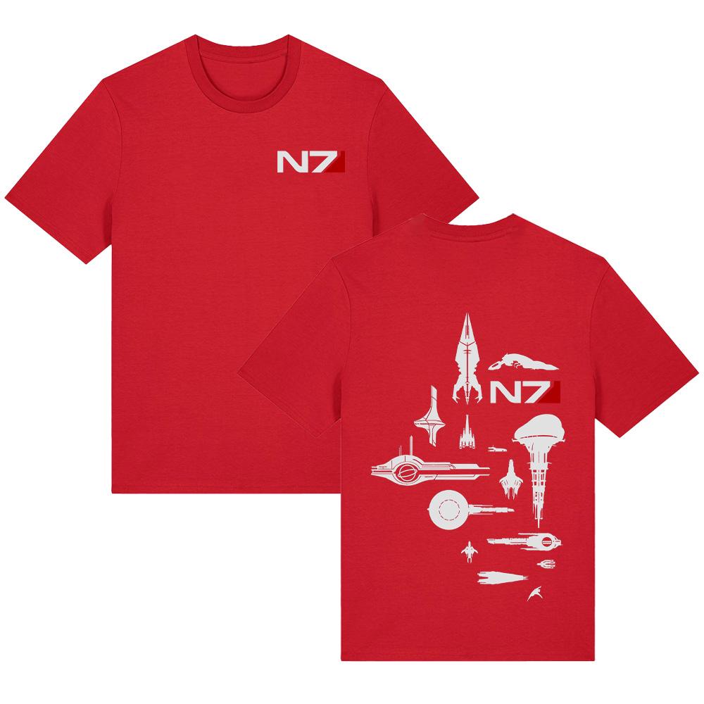 Футболки Mass Effect Звездные Корабли Mass Effect N7 Графический Принт Игровой Мерч Хлопок Топ Унисекс Высокое Качество Мягкая Одежда