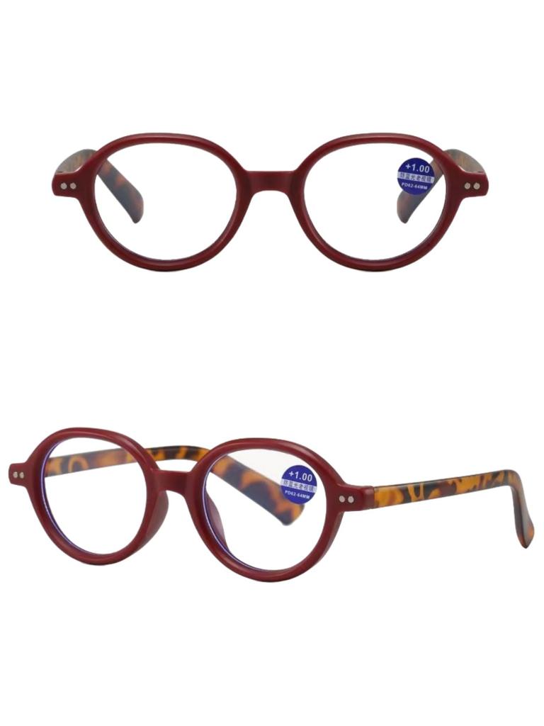 Plain Face Retro Oval Fashion Reading Glasses Frame Nerd Tortoise Shell Contrast Color