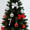 24Pcs/Box Christmas Bow Ball Cane Decoration Set Diy Xmas Tree Hanging Pendants Home Christmas Party Decoration Supply
