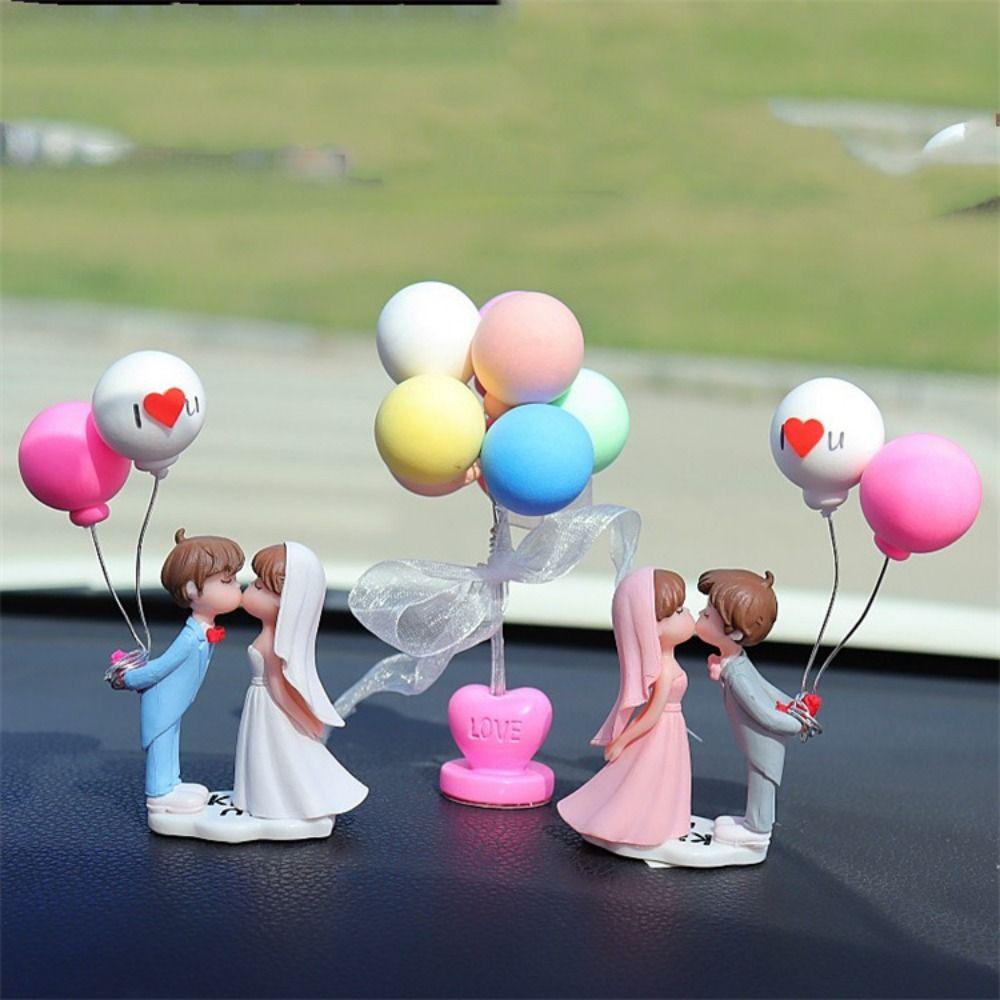 Wedding Dress Cartoon Couples Model Toys Get Married Kiss Balloon Action Figure  Car Decoration