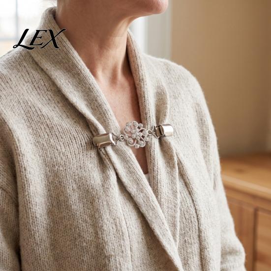 Decorative Dress Clips 4Pcs Vintage Sweater for Women Girls, Retro Floral Cardigan Clips, Elegant Scarf Clasps Practical Fabric Fasteners Shawl Clip,