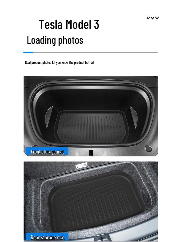 Tesla Model 3 Trunk & Frunk All-Weather Mat Set - Non-Slip, Wear-Resistant, Eco-Friendly.
